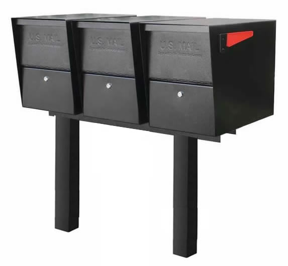 3 Mail Boss Locking Package Master Mailboxes with 2 Posts